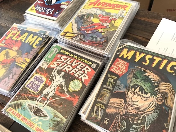 Close-up of some of the key books in the 56-box comic book collection