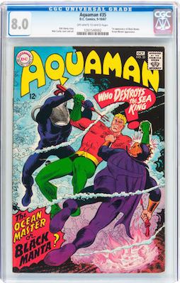 100 Hot Comics: Aquaman #35, 1st Black Manta. Click to buy a copy at Goldin