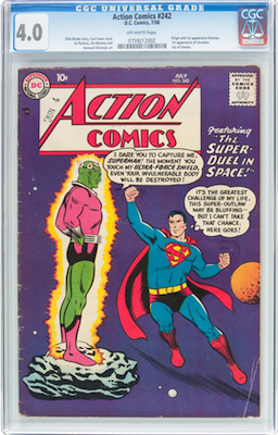 Hot Comics #89: Action Comics 242, first Brainiac. Click to buy a copy from Goldin