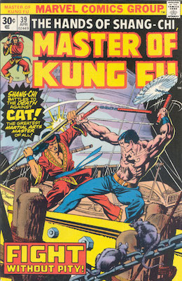 Master of Kung-Fu #39 30 Cent Price Variant April, 1976. Regular Price Box