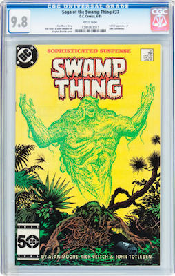Swamp Thing #37 (1st John Constantine) is not a rare book. You should only buy it in CGC 9.8 with white pages. Click to buy a copy at Goldin